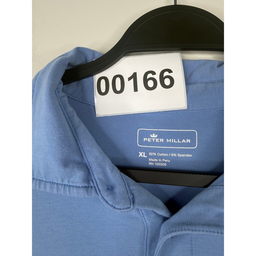 Peter Millar Mens XL Pocket Polo Shirt Blue Cotton Spandex Stretch Golf - Picture 10 of 10